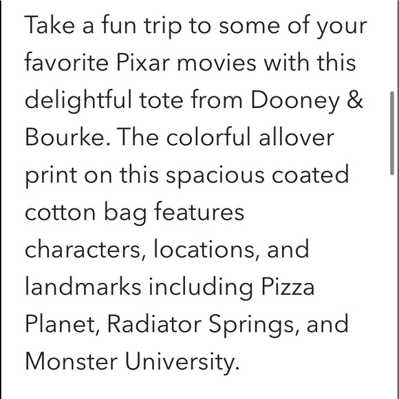 Nwt Dooney and Bourke Disney Pixar maps tote bag - Picture 3 of 8